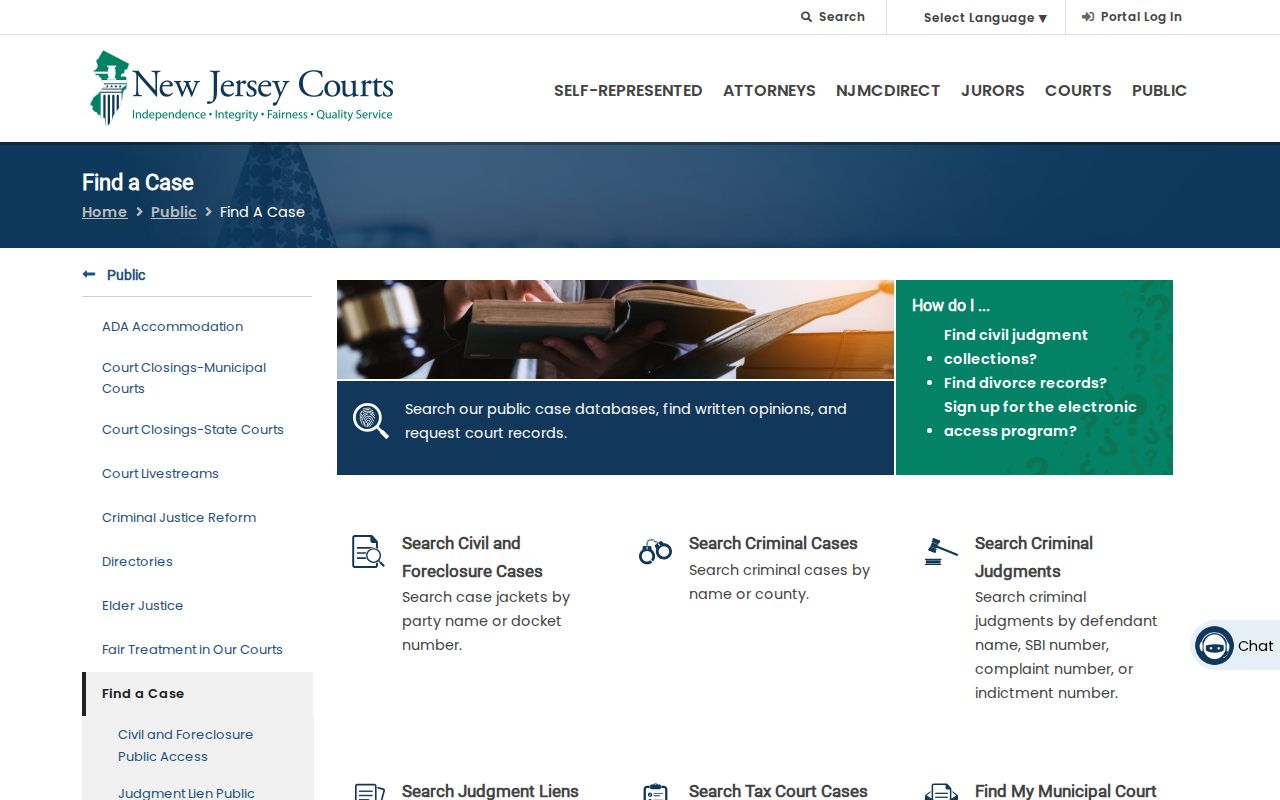 West Windsor resident lookup using the New Jersey Courts Find a Case gateway